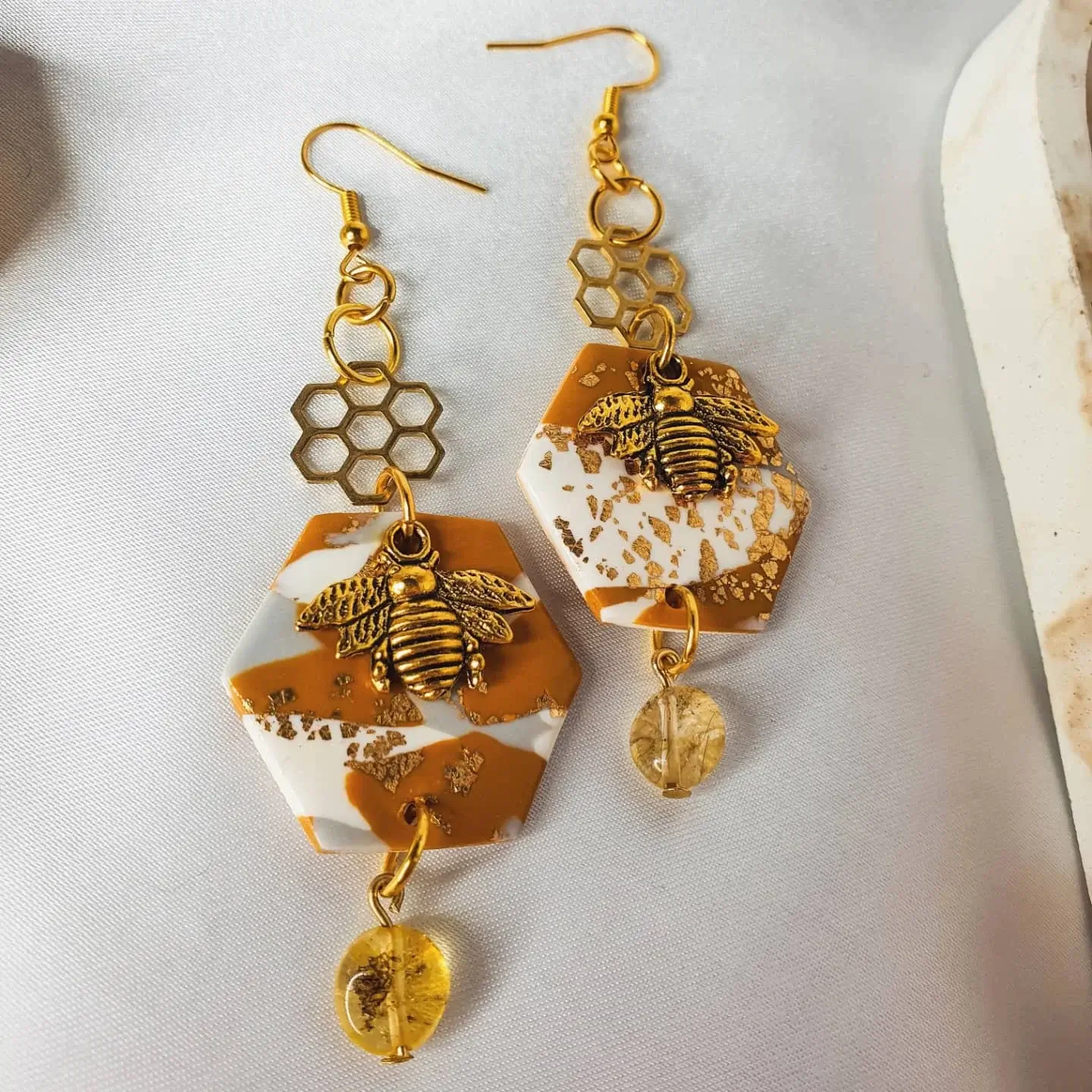 What materials are used to Make Honeycomb Earrings?